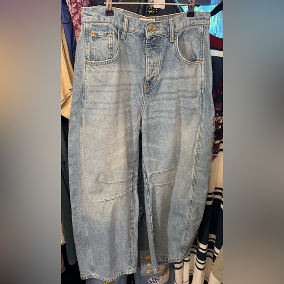 NWOT Free People We The Free Good Luck Mid-Rise Barrel Jeans ultra high beam 26 - Picture 14 of 16